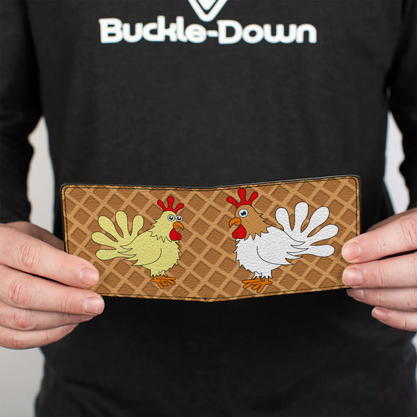 Buckle-Down Bi-Fold Wallet - Waffle Chicken Poses