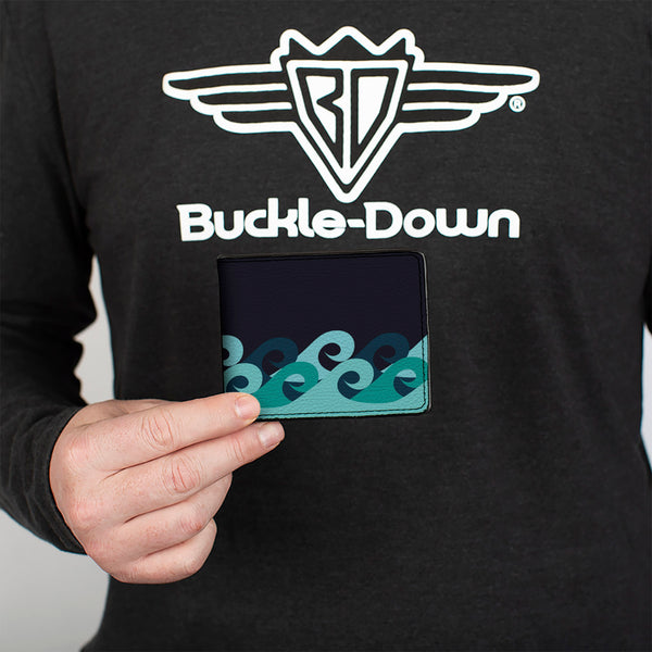 Buckle-Down Bi-Fold Wallet - Waves Navy Blue Shades