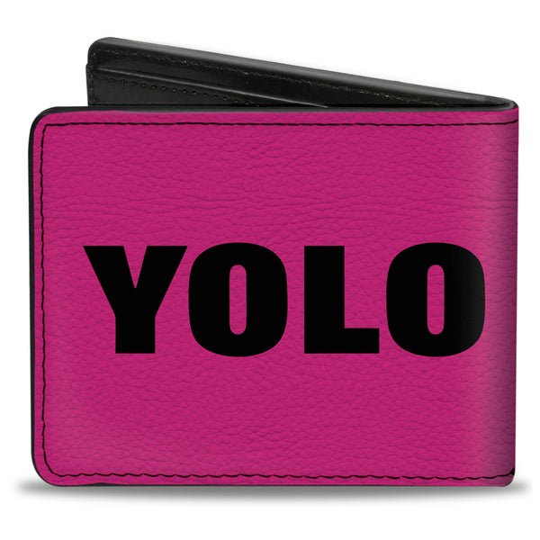 Buckle-Down Bi-Fold Wallet - YOLO Pink Black