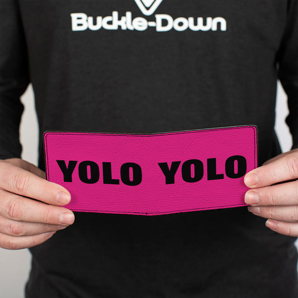 Buckle-Down Bi-Fold Wallet - YOLO Pink Black