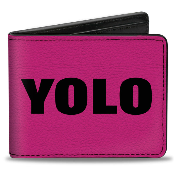 Buckle-Down Bi-Fold Wallet - YOLO Pink Black