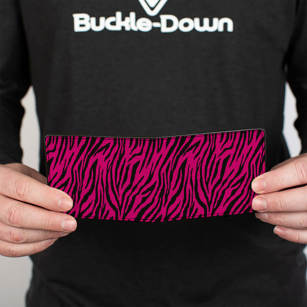Buckle-Down Bi-Fold Wallet - Zebra 2 Fuchsia Pink