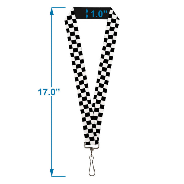 Buckle-Down Black And White Checkered Lanyard - 1.0"