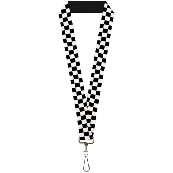 Buckle-Down Black and White Checkered Lanyard - 1.0"