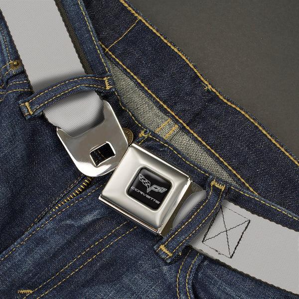Buckle-Down C6 Seatbelt Belt - Silver Webbing