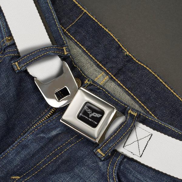 Buckle-Down C6 Seatbelt Belt - White Webbing
