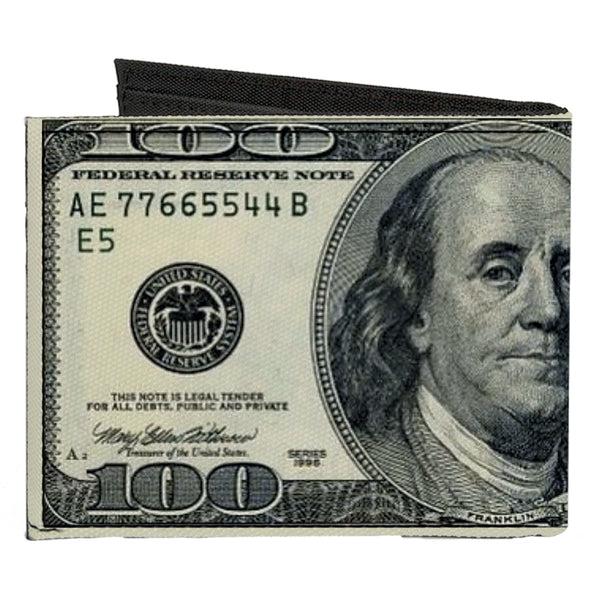 Buckle-Down Canvas Bi-Fold Wallet - 100 Dollar Bills