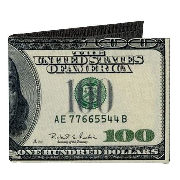 Buckle-Down Canvas Bi-Fold Wallet - 100 Dollar Bills