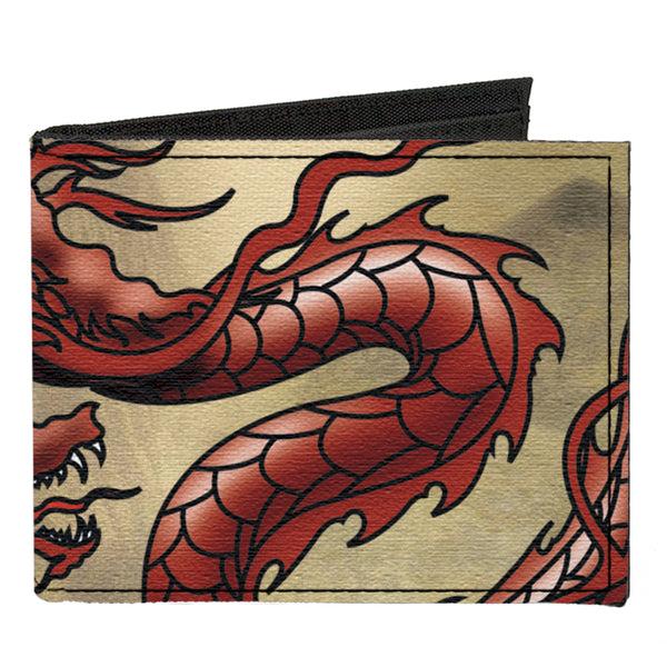 Buckle-Down Canvas Bi-Fold Wallet - Dragons Tan