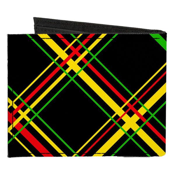 Buckle-Down Canvas Bi-Fold Wallet - Plaid X Rasta