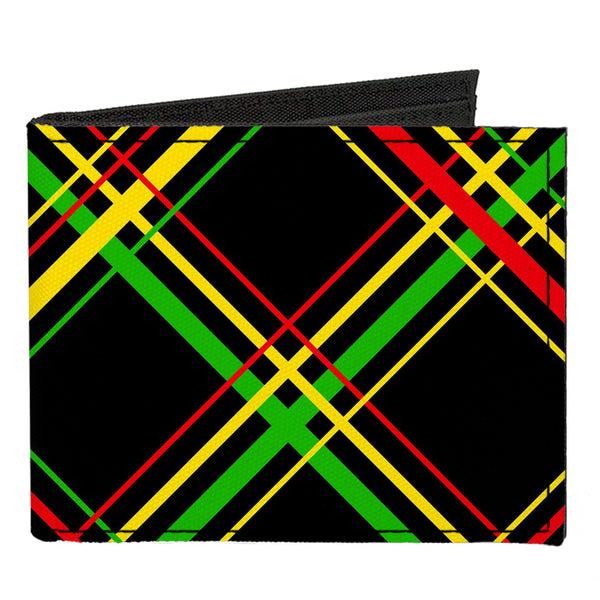 Buckle-Down Canvas Bi-Fold Wallet - Plaid X Rasta