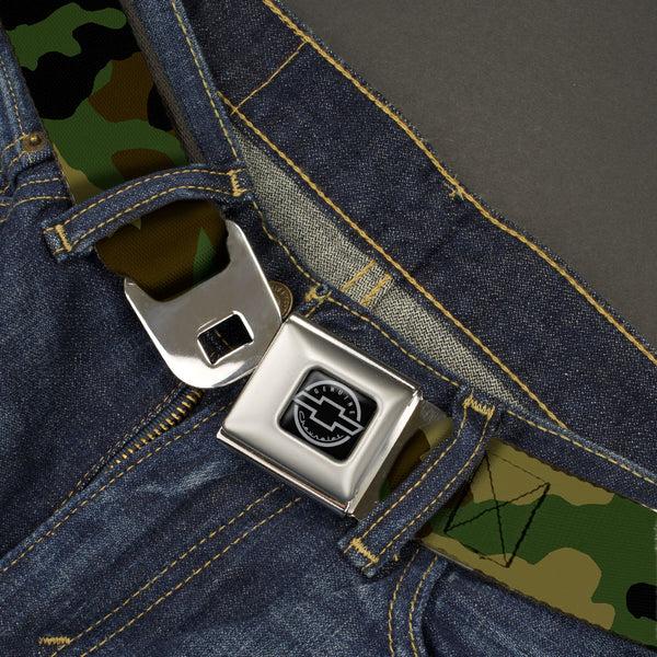 Buckle-Down Chevy Seatbelt Belt - Camo Olive Webbing