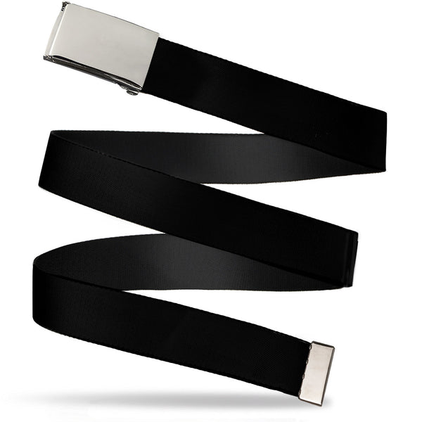 Buckle-Down Chrome Buckle Web Belt - Black Webbing