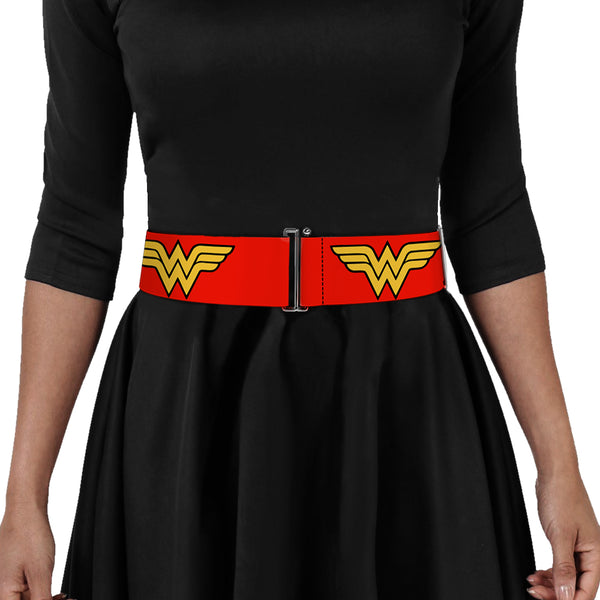 Buckle-Down Cinch Waist Belt - Wonder Woman Logo Red