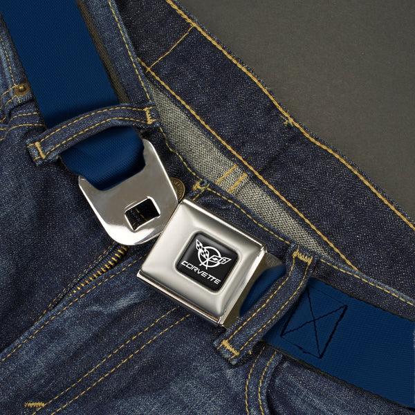 Buckle-Down Corvette Seatbelt Belt - Navy Webbing