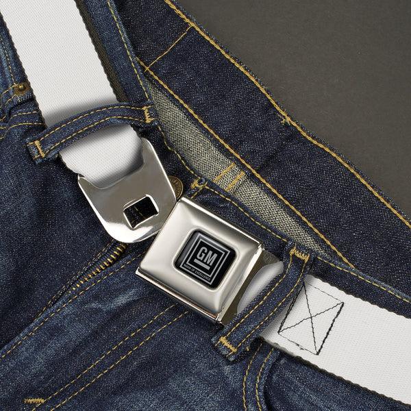 Buckle-Down GM Seatbelt Belt - White Webbing