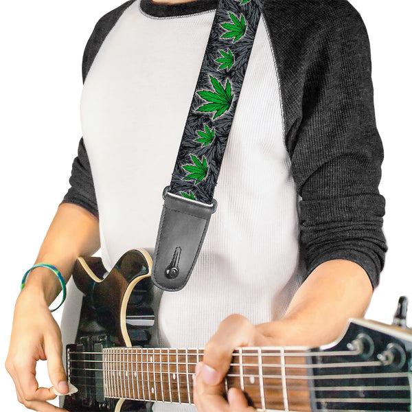 Buckle-Down Guitar Strap - Marijuana Haze Black