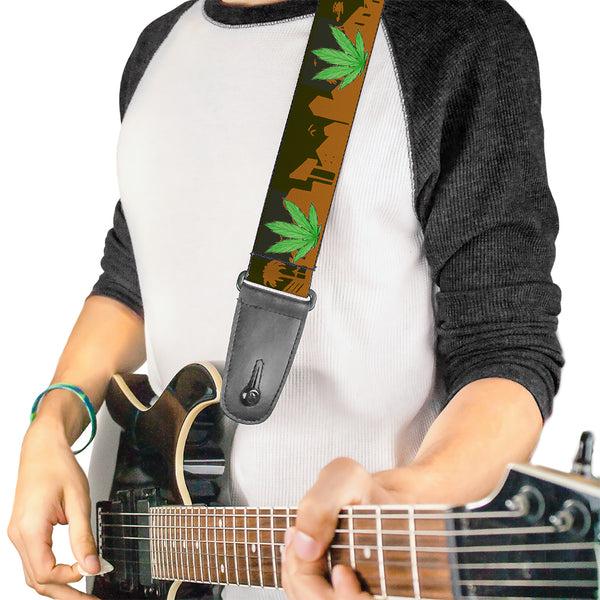 Buckle-Down Guitar Strap - Marijuana Leaf Skyline