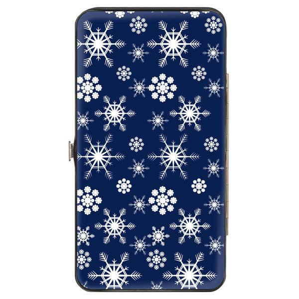 Buckle-Down Hinged Wallet - Snowflakes Blue White
