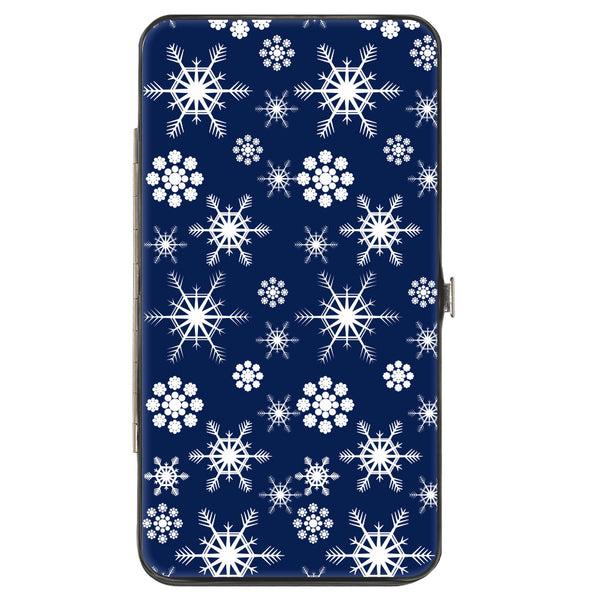 Buckle-Down Hinged Wallet - Snowflakes Blue White