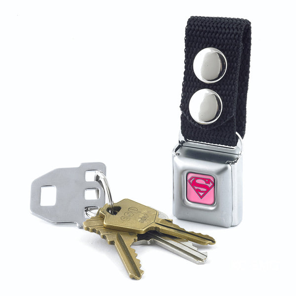 Buckle-Down Keychain - Superman Full Color Pink