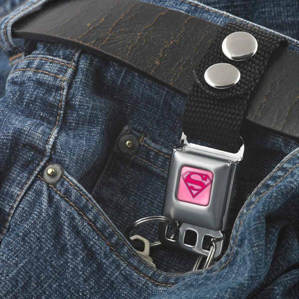 Buckle-Down Keychain - Superman Full Color Pink