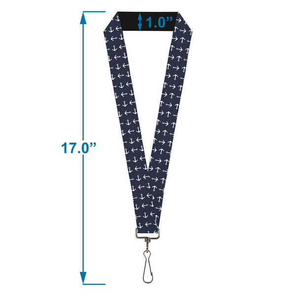 Buckle-Down Lanyard - 1.0" - Anchors Navy White