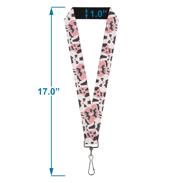 Buckle-Down Lanyard - 1.0" - Angry Bunnies Gray Pinks