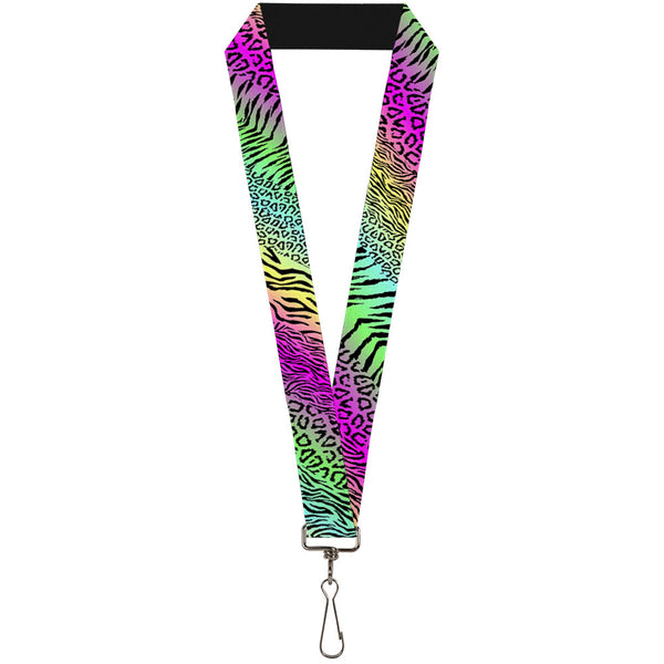 Buckle-Down Lanyard - 1.0" - Animal Skins Rainbow Black
