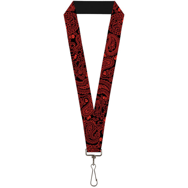 Buckle-Down Lanyard - 1.0" - Bandana Skulls Black Red
