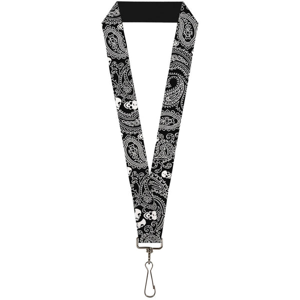 Buckle-Down Lanyard - 1.0" - Bandana Skulls Black White