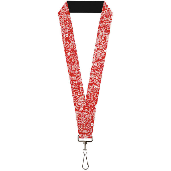 Buckle-Down Lanyard - 1.0" - Bandana Skulls Red White