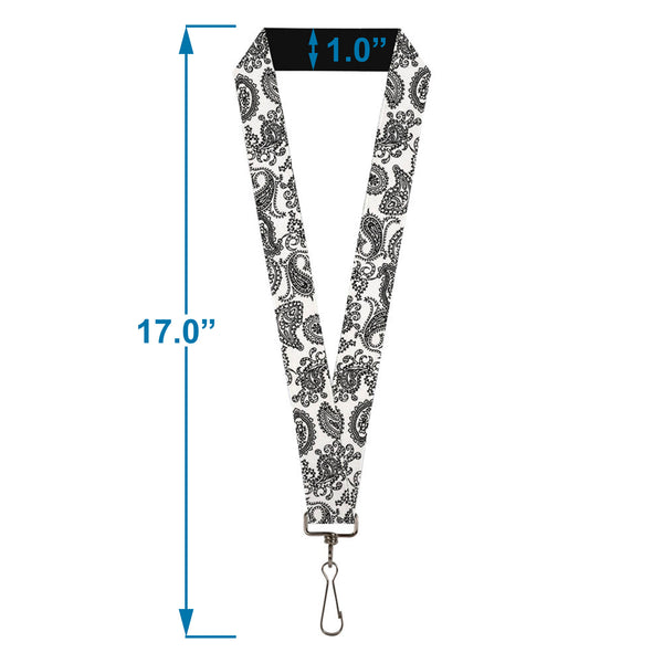 Buckle-Down Lanyard - 1.0" - Bandana White Black