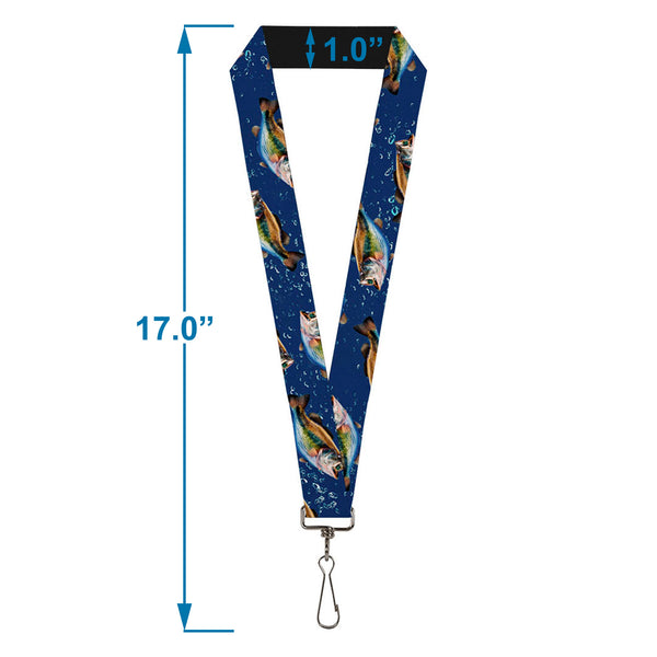 Buckle-Down Lanyard - 1.0" - Bass Fish Water Bubbles