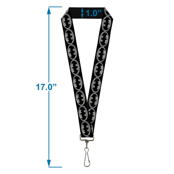 Buckle-Down Lanyard - 1.0" - Batman Shield Black Silver