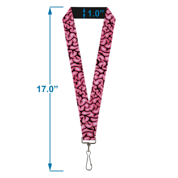 Buckle-Down Lanyard - 1.0" - Brains Black Pink