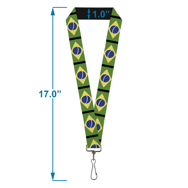 Buckle-Down Lanyard - 1.0" - Brazil Flags