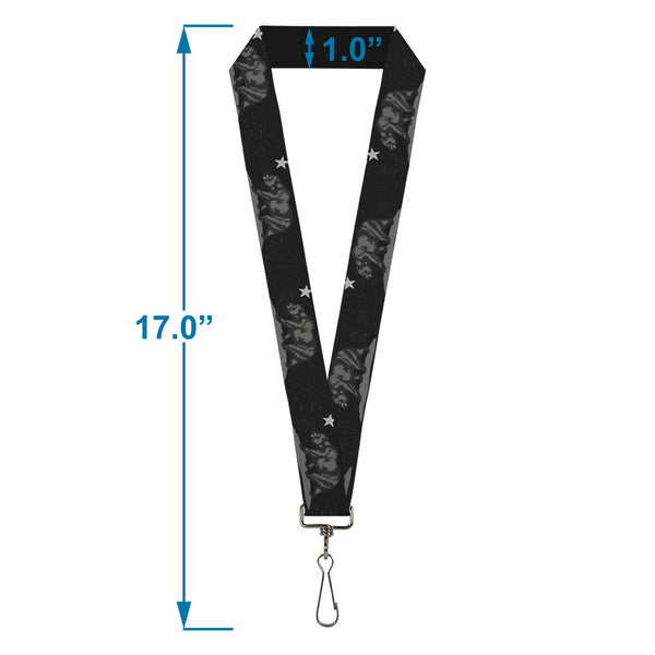 Buckle-Down Lanyard - 1.0" - Cali Bear Black Grays