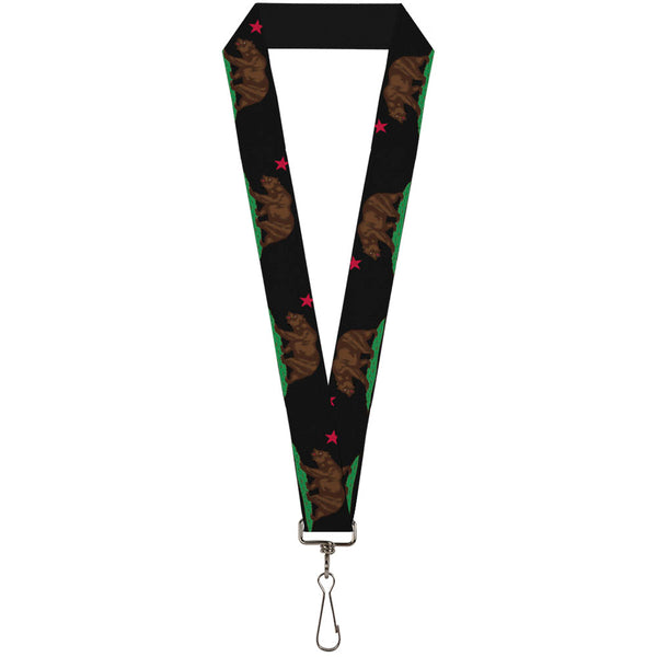 Buckle-Down Lanyard - 1.0" - California Flag Bear Black