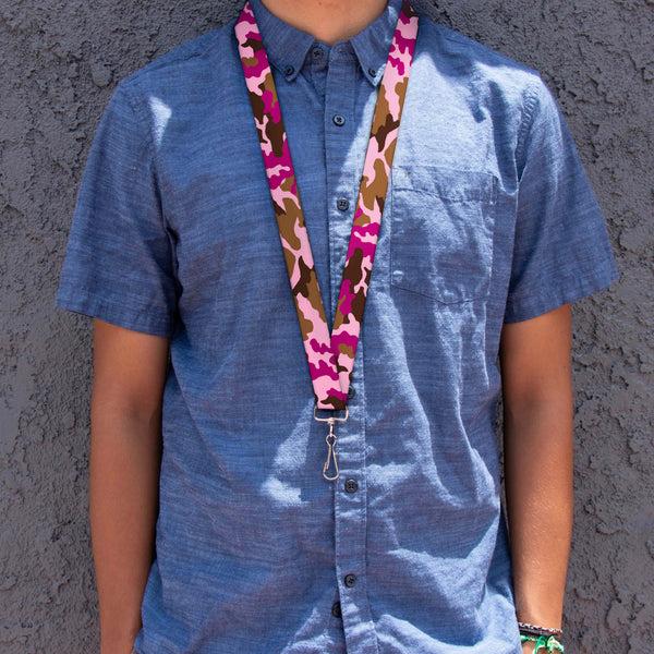 Buckle-Down Lanyard - 1.0" - Camo Pink