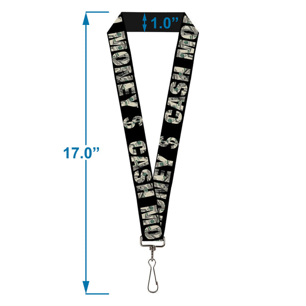 Buckle-Down Lanyard - 1.0" - CASH MONEY $ Black Dollars