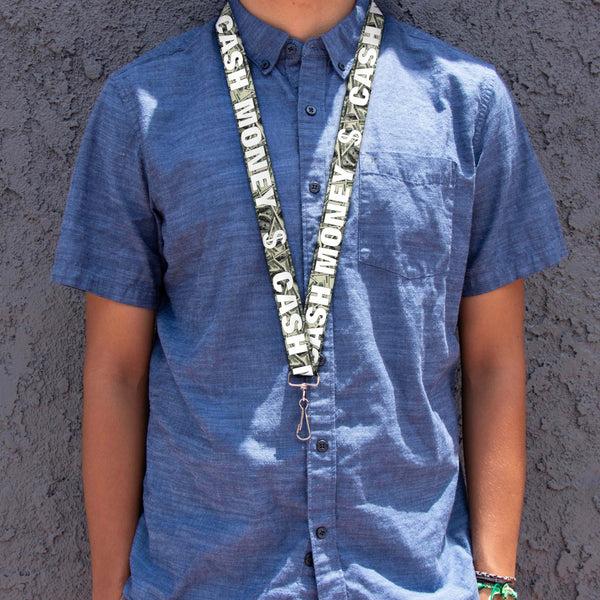 Buckle-Down Lanyard - 1.0" - CASH MONEY $ Dollars White