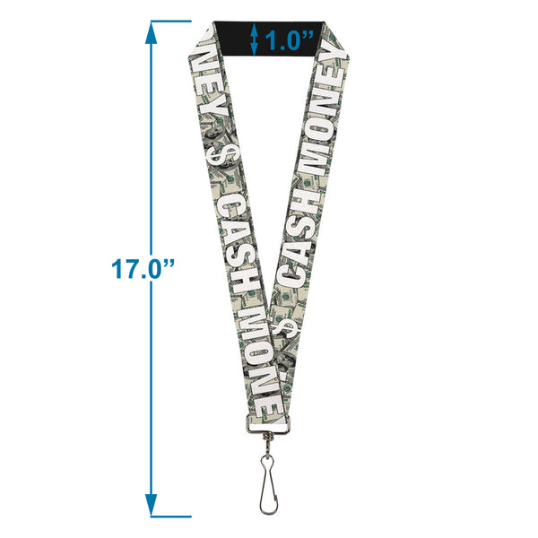 Buckle-Down Lanyard - 1.0" - CASH MONEY $ Dollars White