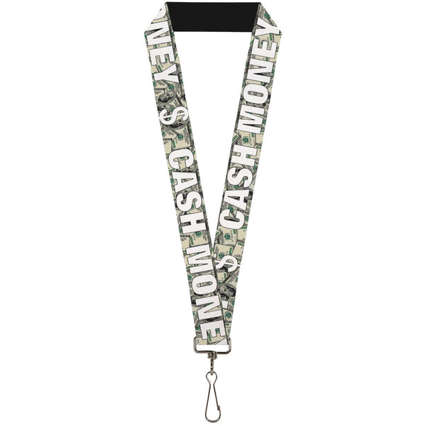 Buckle-Down Lanyard - 1.0" - CASH MONEY $ Dollars White