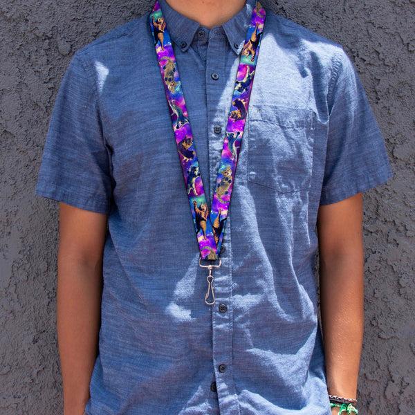 Buckle-Down Lanyard - 1.0" - Cats In Space Pinks Blues
