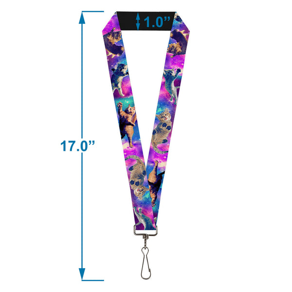 Buckle-Down Lanyard - 1.0" - Cats In Space Pinks Blues