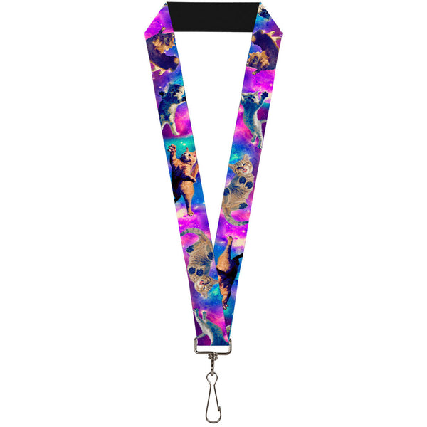 Buckle-Down Lanyard - 1.0" - Cats In Space Pinks Blues