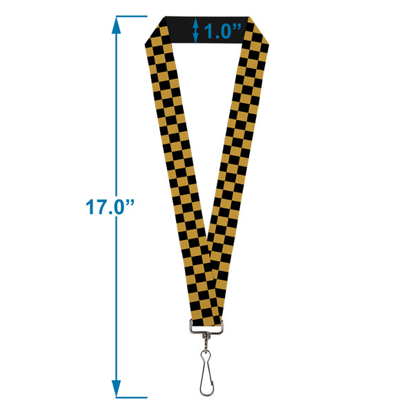 Buckle-Down Lanyard - 1.0" - Checker Black Gold
