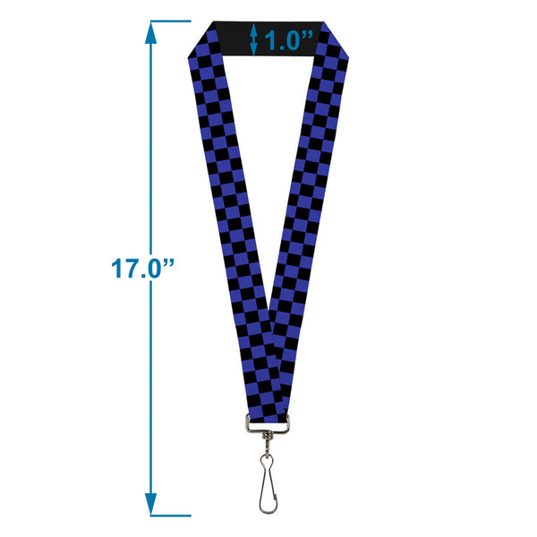 Buckle-Down Lanyard - 1.0" - Checker Black Neon Blue