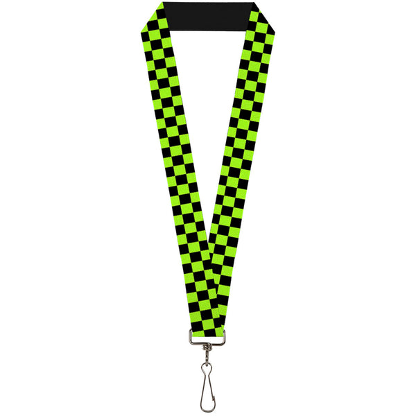 Buckle-Down Lanyard - 1.0" - Checker Black Neon Green